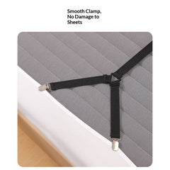 Bed Sheet Straps Adjustable Crisscross Sheet Clips Suspenders to Keep Your Bed Tidy, Suspenders to Keep Your Bed Tidy (Black)