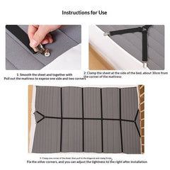 Bed Sheet Straps Adjustable Crisscross Sheet Clips Suspenders to Keep Your Bed Tidy, Suspenders to Keep Your Bed Tidy (Black)