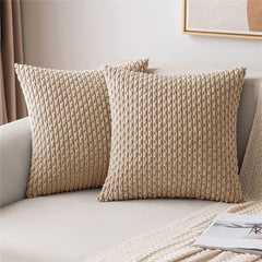 Textile Throw Pillow Covers Soft Corduroy Decorative Set of 2 Boho Striped Pillow Covers Pillowcases Farmhouse Home Decor for