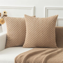 Textile Throw Pillow Covers Soft Corduroy Decorative Set of 2 Boho Striped Pillow Covers Pillowcases Farmhouse Home Decor for