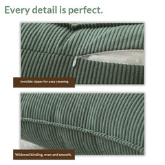 Couch Throw Pillows Covers 18x18 Inch Set of 4,Green Corduroy Decorative Cushion Case,Rustic Fun Living Room Decor （only pill