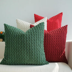 Pack of 4 Christmas Decorative Throw Pillow Covers Farmhouse Boho Home Decor Striped Corduroy Square Pillowcases 18 x 18 Inch