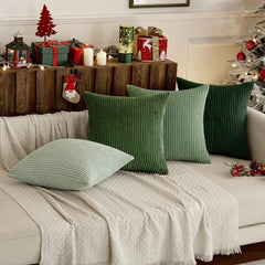Boho Farmhouse Sage Green Throw Pillow Covers 18x18 Inch Set of 4 Mordern Nordic Cushion Covers Soft Corduroy Christmas Home 