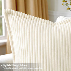 Christmas Corduroy Cream White Throw Pillow Covers 18x18 Set of 2 Decorative Soft Boho Farmhouse Euro Couch Pillow Covers for