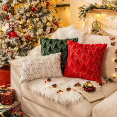 Christmas Tree Green Throw Pillow Covers 18x18, Soft Faux Fur Sequins Throw Pillows for Couch Sofa Bed Room Cushion Covers Ho