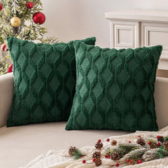 Dark Green Christmas Throw Pillow Covers 18x18 Set of 2 Decorative Farmhouse Couch Throw Pillows Boho Shells Cute Soft Plush 
