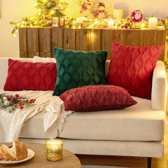 Dark Green Christmas Throw Pillow Covers 18x18 Set of 2 Decorative Farmhouse Couch Throw Pillows Boho Shells Cute Soft Plush 