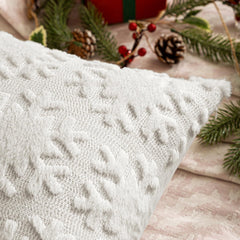 Christmas Snowflake Decorative Throw Pillow Covers Set of 2,Soft Fluffy Faux Wool Winter Holiday Couch Pillows for Farmhouse 