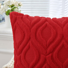 Christmas Red Throw Pillow Covers 18x18 Inch, Soft Winter Plush Faux Wool Couch Pillow Covers Set of 2 Decorative Farmhouse B