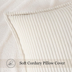 Corduroy Christmas Throw Pillow Covers 18x18 Set of 2, Neutral Decorative Soft Boho Couch Pillow Covers with Broadside for So