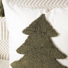 Christmas Pillow Covers 18x18 Farmhouse Christmas Tree Pillow Covers Tassels Hand Woven Couch Cushion Case for Sofa Bed Room 