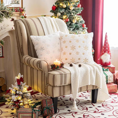 Faux Fur Fuzzy Decorative Throw Pillows Covers, Plush with Snowflake Sequins Glitter Throw Pillows for Christmas Decor Couch 