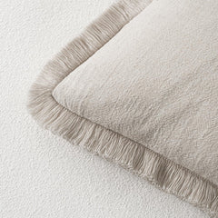 Christmas Decorative Throw Pillow Covers Neutral Linen Fringe Throw Pillows Set of 2 Natural Beige Boho Farmhouse Cushion Cov
