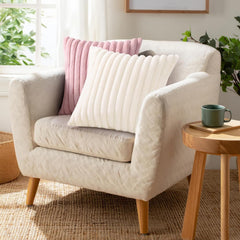 Faux Fur Plush Christmas Throw Pillow Covers 18x18 Set of 2, Luxury Soft Fluffy Striped Decorative Pillow Covers for Sofa, Co