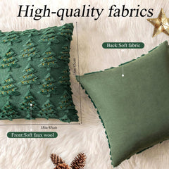 4 Pcs Christmas Throw Pillow Covers 18x18, Soft Faux Fur Pillow Cases Holiday Decorations, Fluffy Plush Accent Couch Cushion 