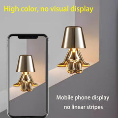 Bedside Touch Control Table Lamp,Creative Little Golden Man Decorative Thinker Statue LED Desk Lamp,USB Charging 3Level Brigh