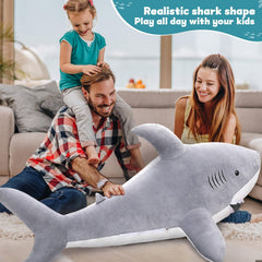 Giant Shark Stuffed Animal, Giant Stuffed Shark Plush, 60cmLarge Shark Plush Pillow Toy Gift for Kids Girlfriend, Gray