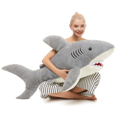 Giant Shark Stuffed Animal, Giant Stuffed Shark Plush, 60cmLarge Shark Plush Pillow Toy Gift for Kids Girlfriend, Gray