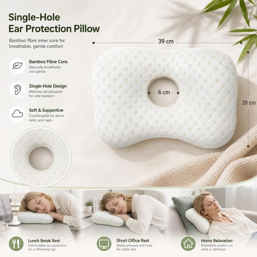 Side Sleep Ear Guard Pillow 39x28x6, Rock Gold, Gentle Head Support For Rest
