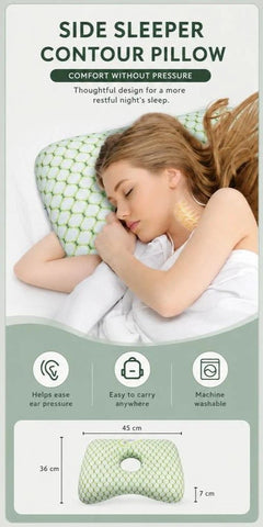 Oversized Ear Care Sleeping Pillow 47x32x10, Grey, Spacious For Heavy Side Sleepers