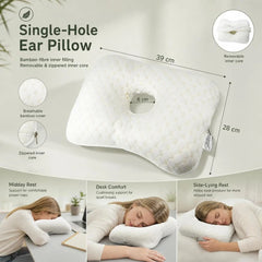 Removable Core Single Hole Ear Pillow 39x28x6, Gold, Elegant Bedroom Cushion