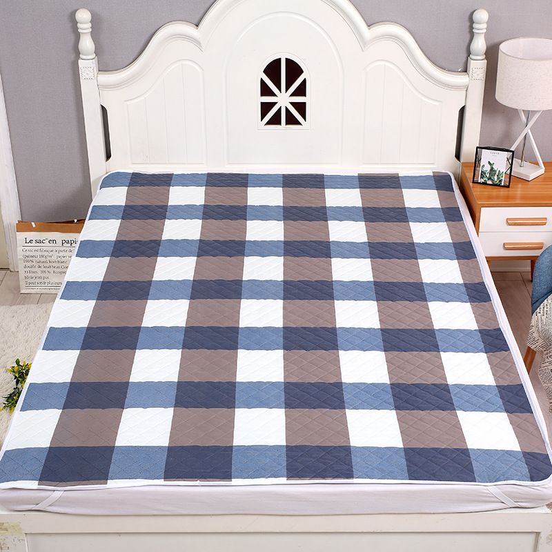 Washable Incontinence Bed Pad 100x150cm, 4-Layer Absorbent Waterproof Mattress Protector, Anti-Slip Back, Classic Blue Plaid,
