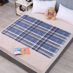 Reusable Waterproof Bed Pad 100x150cm, High Absorbency 4-Layer Design, Non-Slip Back, Sunny Blue Print, Bright Bedroom Decor