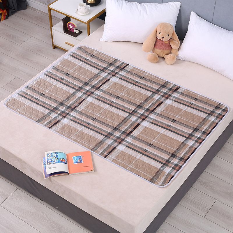 Reusable Incontinence Mattress Protector 100x150cm, Thick Absorbent Layers, Anti-Slip, Warm Sunny Coffee Print, Cozy Night Us
