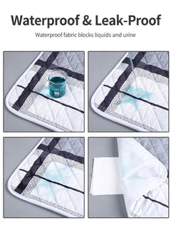 Simple Waterproof Bed Pad 100x150cm, 4-Layer Leak Guard Design, Slip Resistant, Solid Heart Print, Clean Minimalist Look