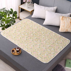 Breathable Incontinence Bed Pad 100x150cm, 4-Layer Fast Absorb Layers, Non-Slip, Spring Bud Floral Print, Fresh Pastoral Styl