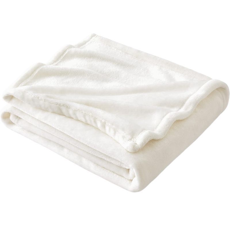 Premium Flannel Fleece Throw Rug, Fluffy Warm Cozy Blanket For Bed, Sofa And Daily Snuggling, White, 150X200cm, Size L, Durab
