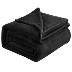 Ultra Soft Flannel Fleece Throw Blanket, Lightweight Warm Cozy Plush Cover For Sofa, Bed & Cuddle Use, Black, 100X150cm, Size