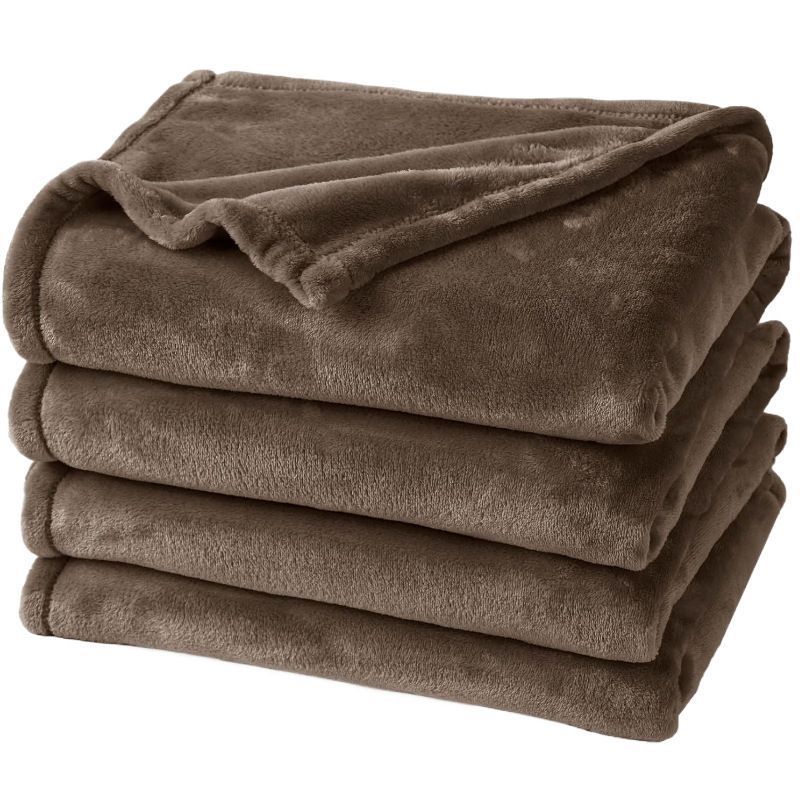 Soft Flannel Fleece Mini Throw Blanket, Light Warm Plush Cover For Daily Use, Coffee, 70X100cm, Size XS, Convenient Portable 