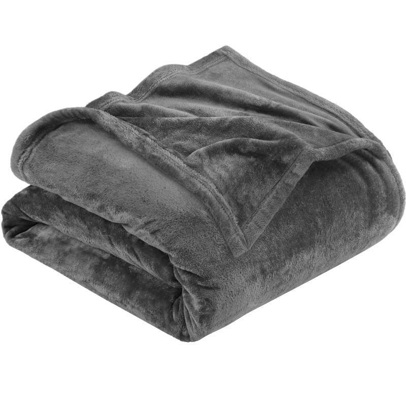 Soft Flannel Fleece Mini Throw Blanket, Light Warm Plush Cover For Daily Use, Dark Grey, 70X100cm, Size XS, Convenient Portab