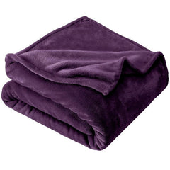 Warm Lightweight Flannel Fleece Blanket, Super Soft Plush Cover For Indoor Rest & Leisure, Dark Purple, 180X200cm, Size XL, I