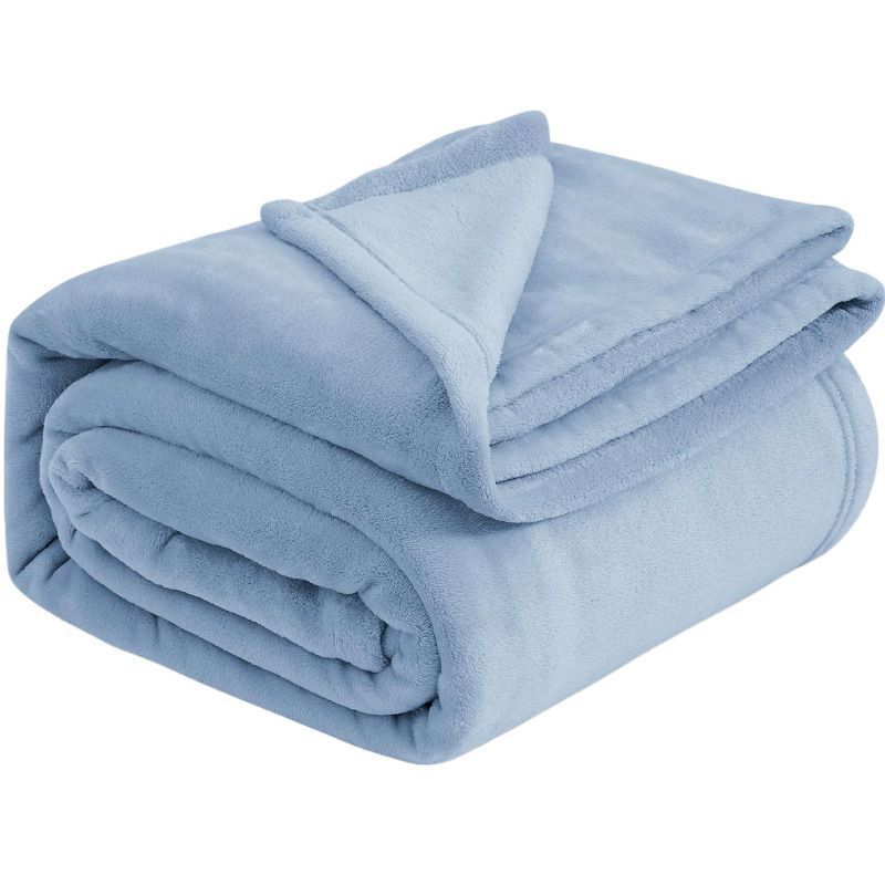 Snuggly Flannel Fleece Blanket, Soft Warm Lightweight Plush Throw For Lounge & Bedroom, Sky Blue, 120X200cm, Size M, Comforta