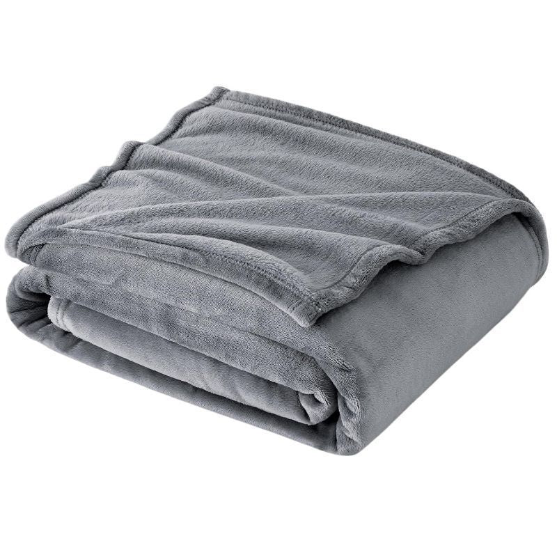 Premium Flannel Fleece Throw Rug, Fluffy Warm Cozy Blanket For Bed, Sofa And Daily Snuggling, Silver Grey, 150X200cm, Size L,