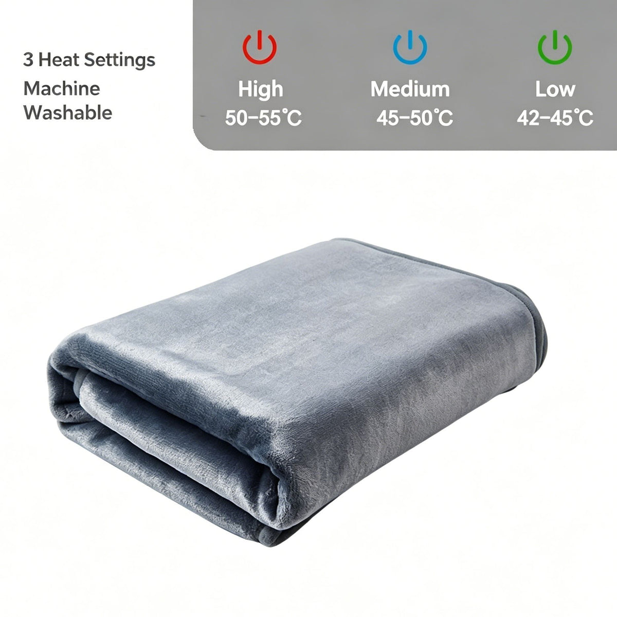 Grey USB Single Heated Throw Blanket Adjustable Temp Fast Warm For Dorm Lounge Desk