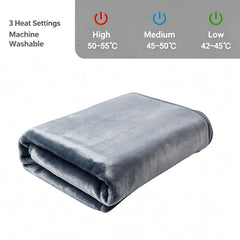 Grey USB Single Heated Throw Blanket Adjustable Temp Fast Warm For Dorm Lounge Desk