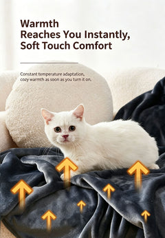 Grey USB Single Heated Throw Blanket Adjustable Temp Fast Warm For Dorm Lounge Desk