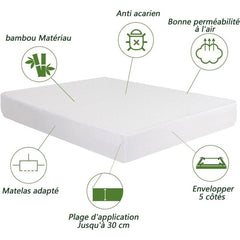 Waterproof Mattress Protector, Soft, Breathable, Anti-Mite, Deep Pocket, Hypoallergenic Mattress Pad, 140 x 200 cm, 30 cm