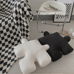 Plush Throw Pillow Ultra Soft Cushion Puzzle Special Shaped for Sofa Bed Window Home Decor Black