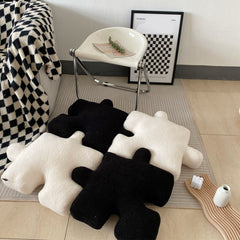 Plush Throw Pillow Ultra Soft Cushion Puzzle Special Shaped for Sofa Bed Window Home Decor Black