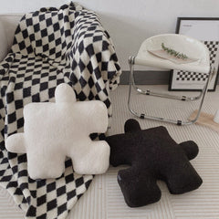 Plush Throw Pillow Ultra Soft Cushion Puzzle Special Shaped for Sofa Bed Window Home Decor White