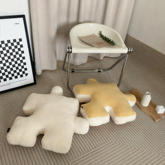 Plush Throw Pillow Ultra Soft Cushion Puzzle Special Shaped for Sofa Bed Window Home Decor Yellow