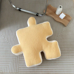 Plush Throw Pillow Ultra Soft Cushion Puzzle Special Shaped for Sofa Bed Window Home Decor Yellow