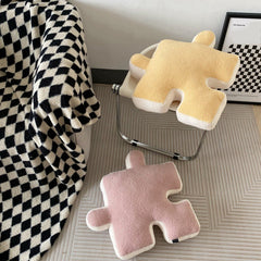 Plush Throw Pillow Ultra Soft Cushion Puzzle Special Shaped for Sofa Bed Window Home Decor Pink