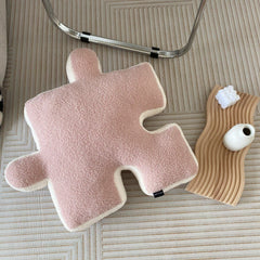 Plush Throw Pillow Ultra Soft Cushion Puzzle Special Shaped for Sofa Bed Window Home Decor Pink