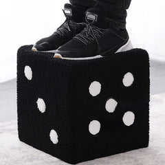 Foot Stool Soft Comfortable Simple Warm Sturdy Base Cube Stool for Home Living Room Bedroom Black 29x29x25cm