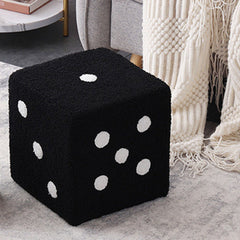 Foot Stool Soft Comfortable Simple Warm Sturdy Base Cube Stool for Home Living Room Bedroom Black 29x29x25cm